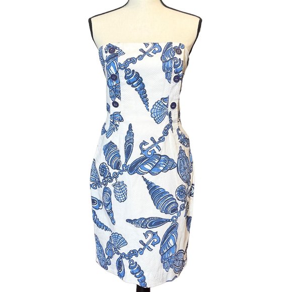 Lilly Pulitzer Women's 4 Fallin In Love Jacquard Shell Strapless Vanna Dress - Picture 1 of 7